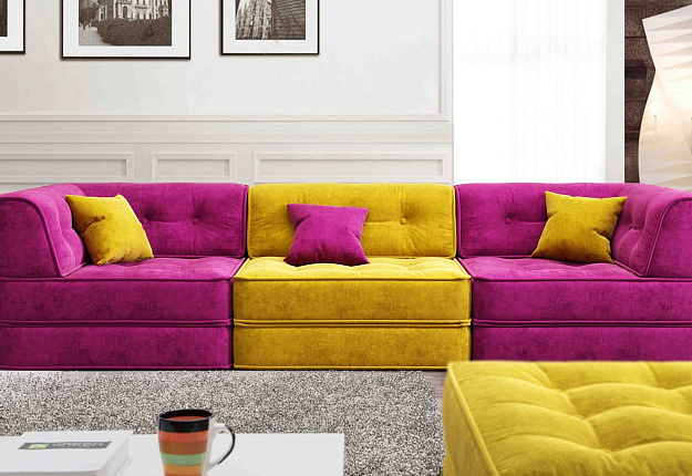 Диван Гоа Gliver с мягкими подушками, п-образный диван